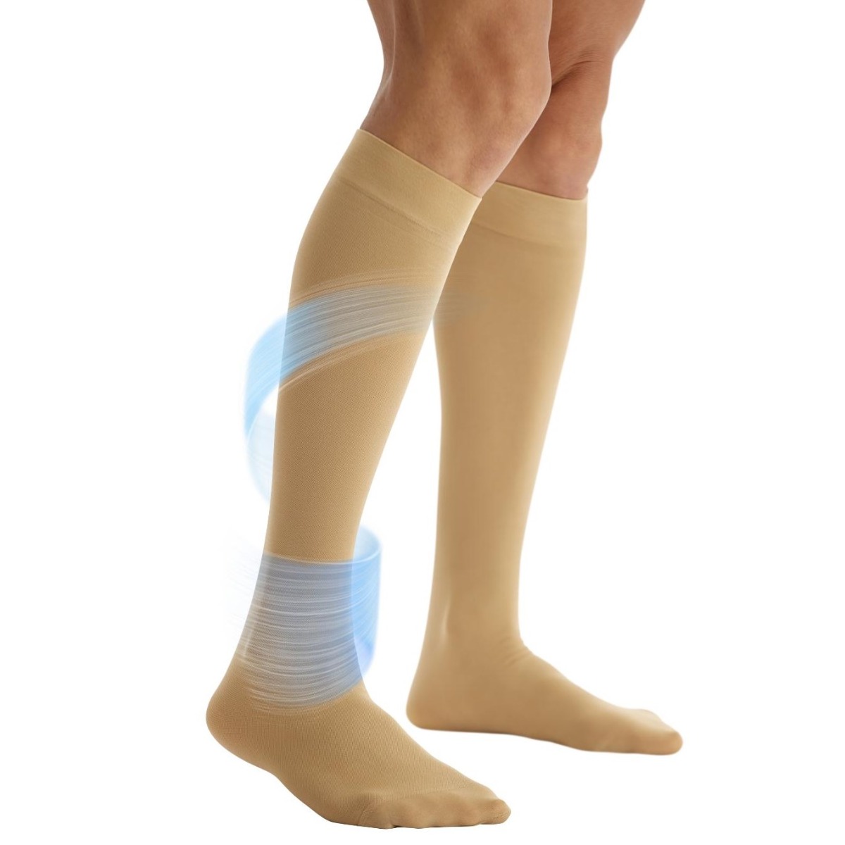 CURAD Knee Compression Hosiery 8-15mmHg Tan Lg Regular 1Pr