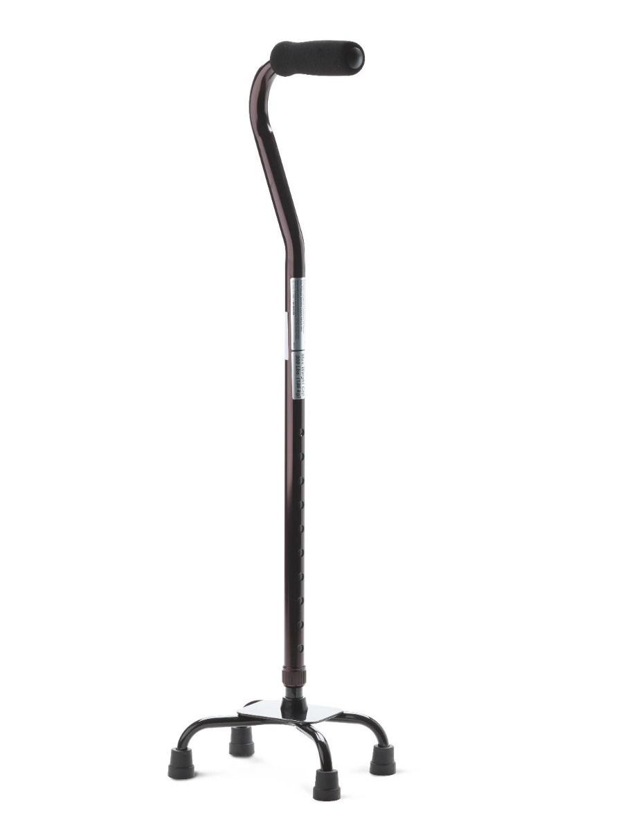 Medline Aluminum Quad Cane Sm Base 300lb Cap Black 1Ct