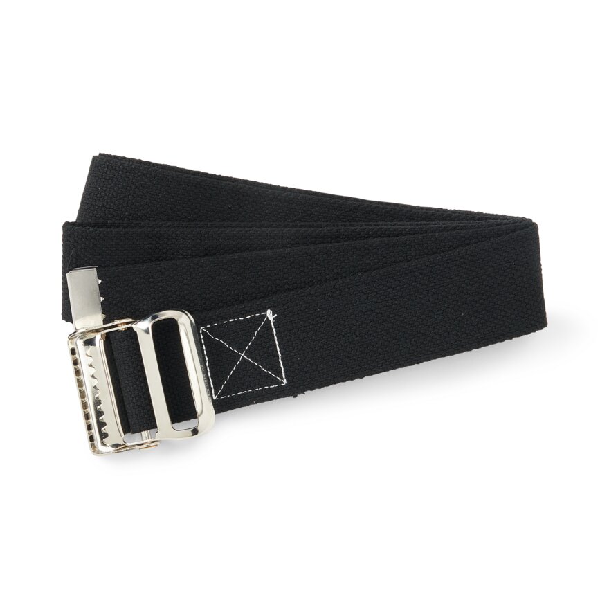 Medline Cotton Gait Belt w Metal Buckle 2x72 Bariatric Black 1Ct