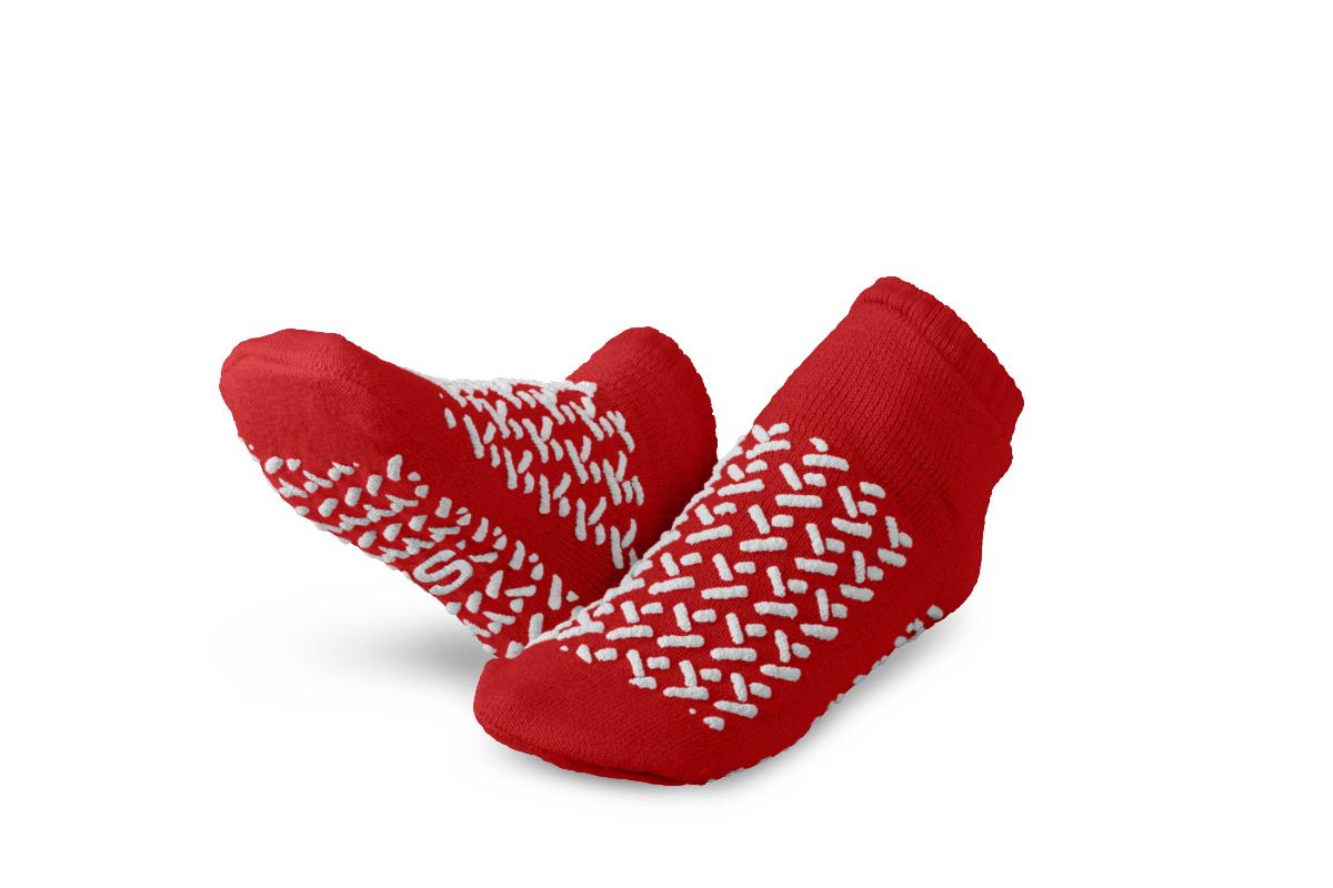 Medline Double-Tread Terrycloth Slippers Red S 1Pr