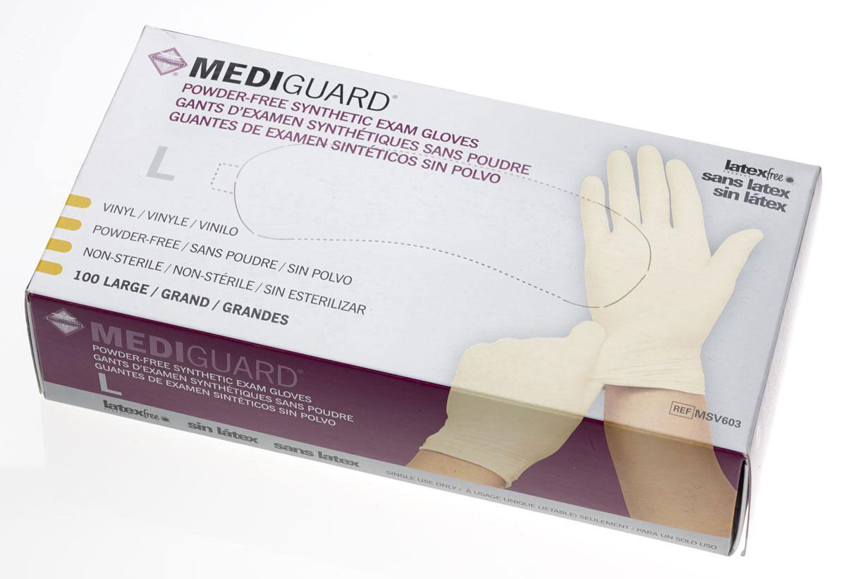 MediGuard Stretch Vinyl Exam Gloves L 100Ct