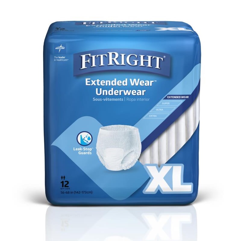 Medline FitRight Extended Wear Underwear XL 12Ct