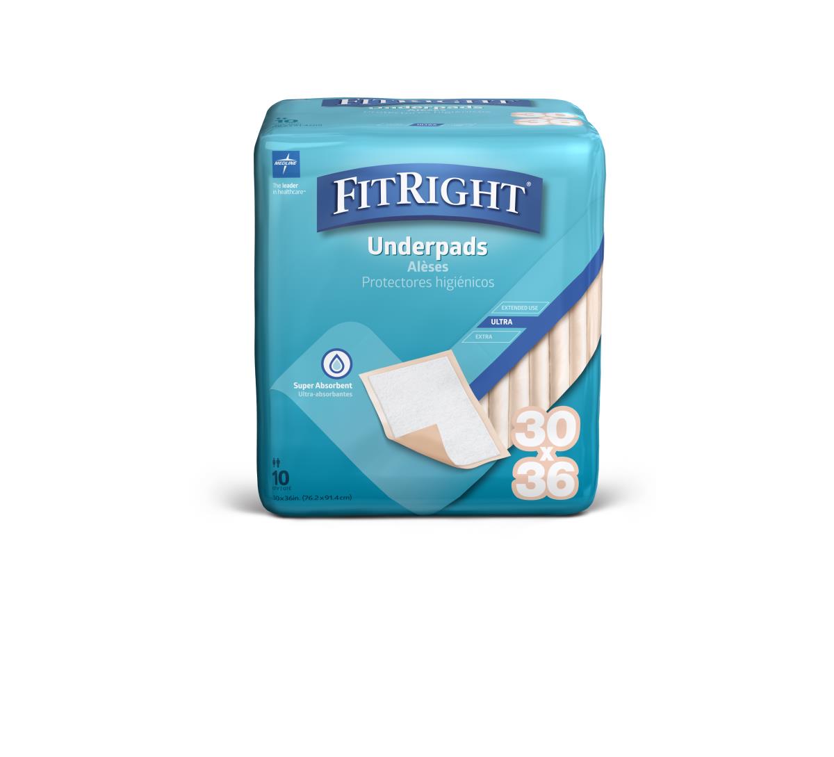 Medline FitRight Underpad Heavy Absorbency 30x36 100Ct