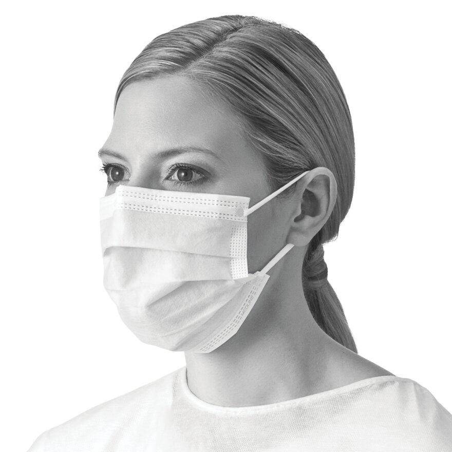Medline ASTM Level 1 White 3-Ply Face Mask 5Ct