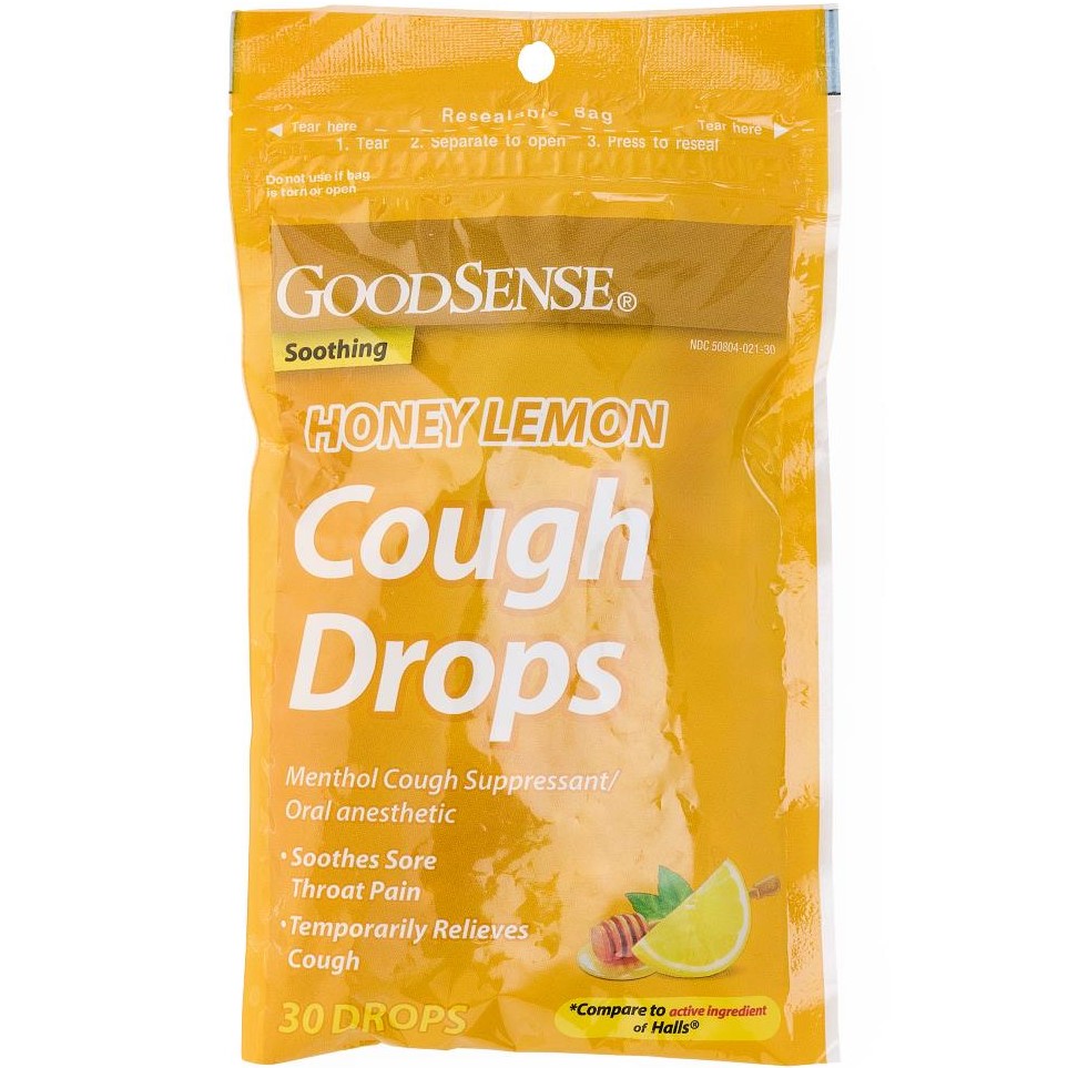 GoodSense Cough Drops 7.5mg Menthol Honey Lemon 30Ct