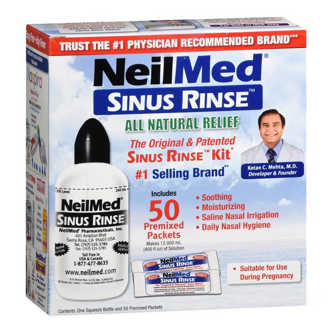 NeilMed Sinus Rinse Kit with Liquid Solution Packets 50Ct