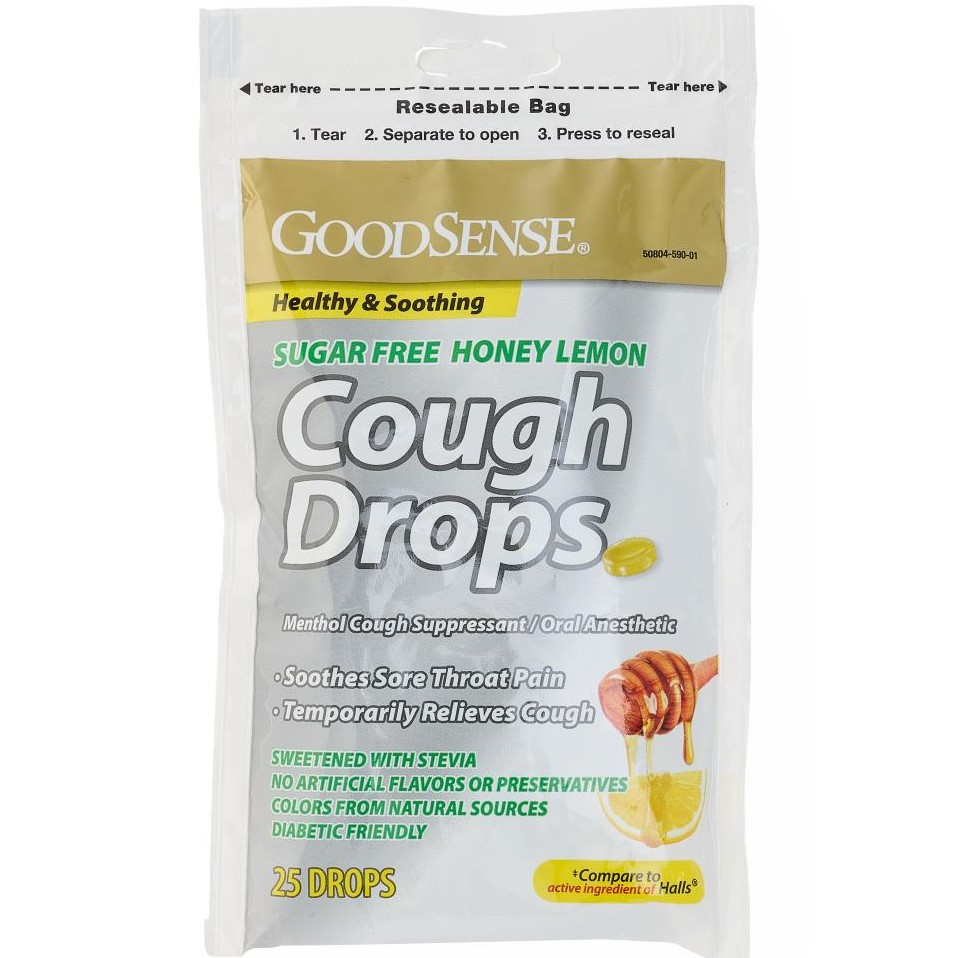GoodSense Cough Drops Sugar-Free Honey Lemon 25Ct