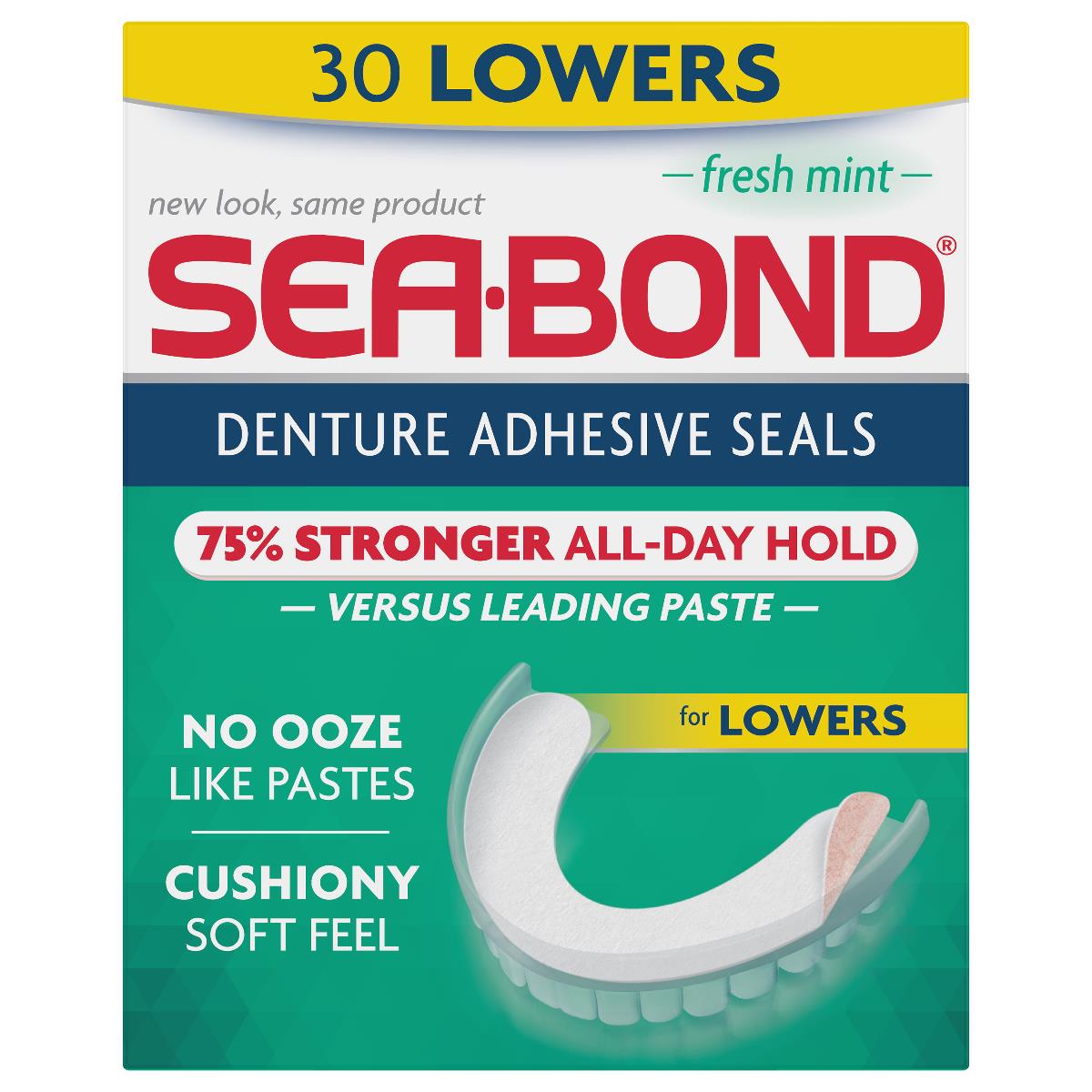 Sea-Bond Denture Adhesive Seal Mint Lower 30Ct