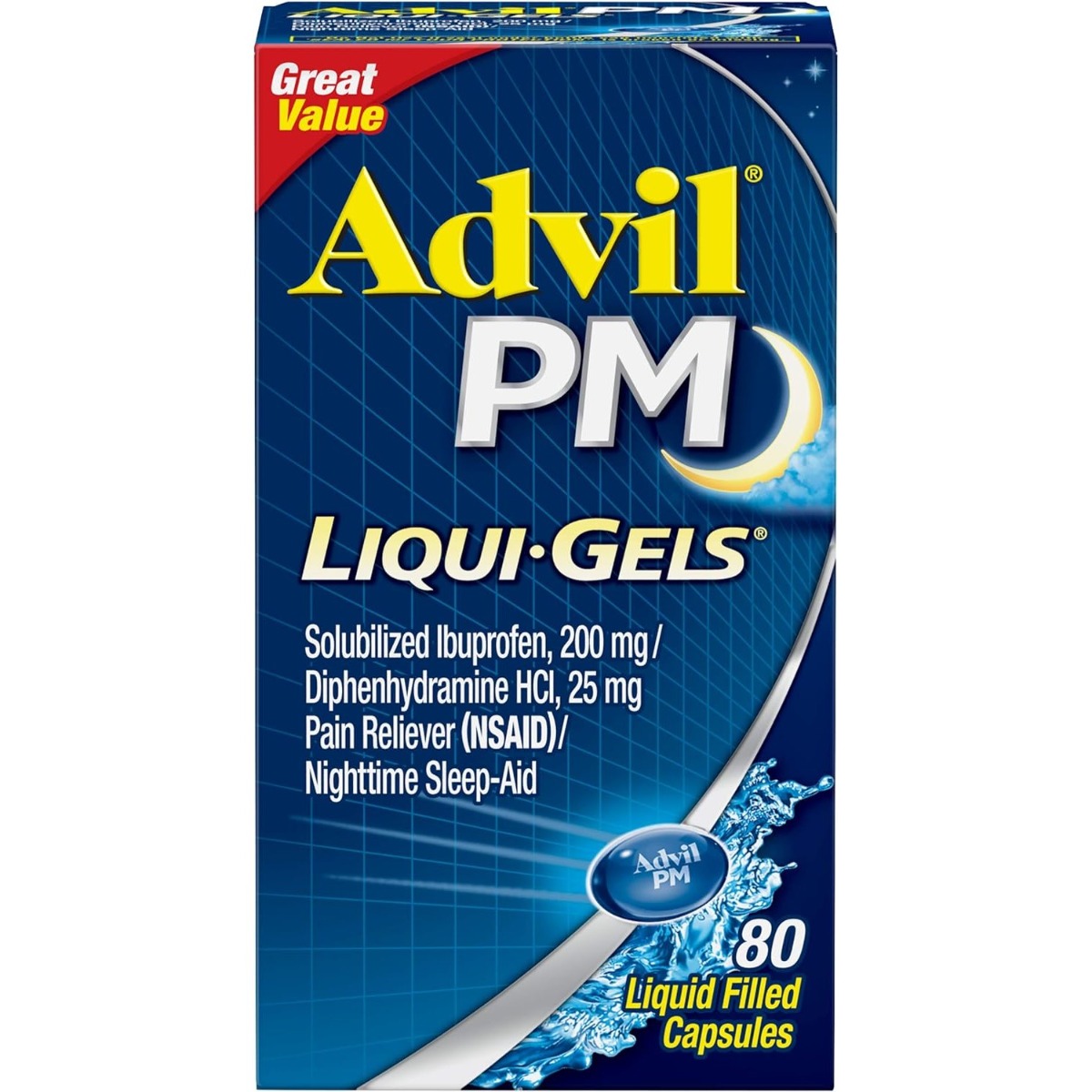 Advil PM Ibuprofen 200mg Liqui-Gels 80Ct