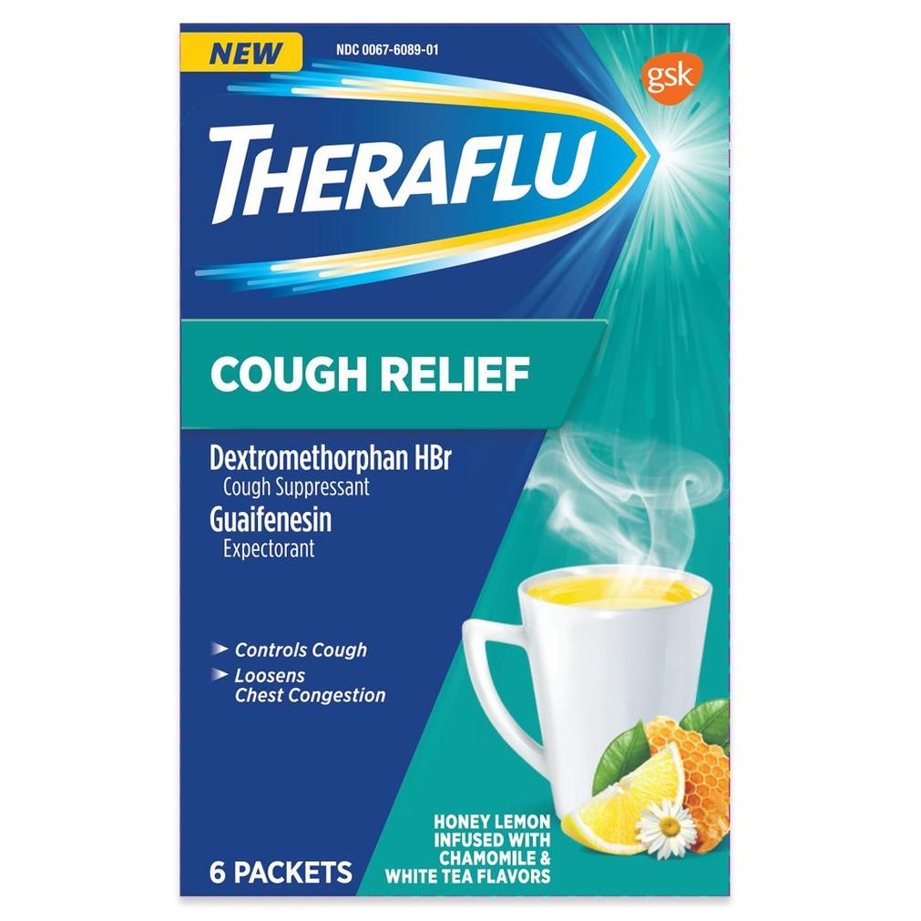 TheraFlu Honey Lemon Cough Relief White Tea with Chamomile 6Ct