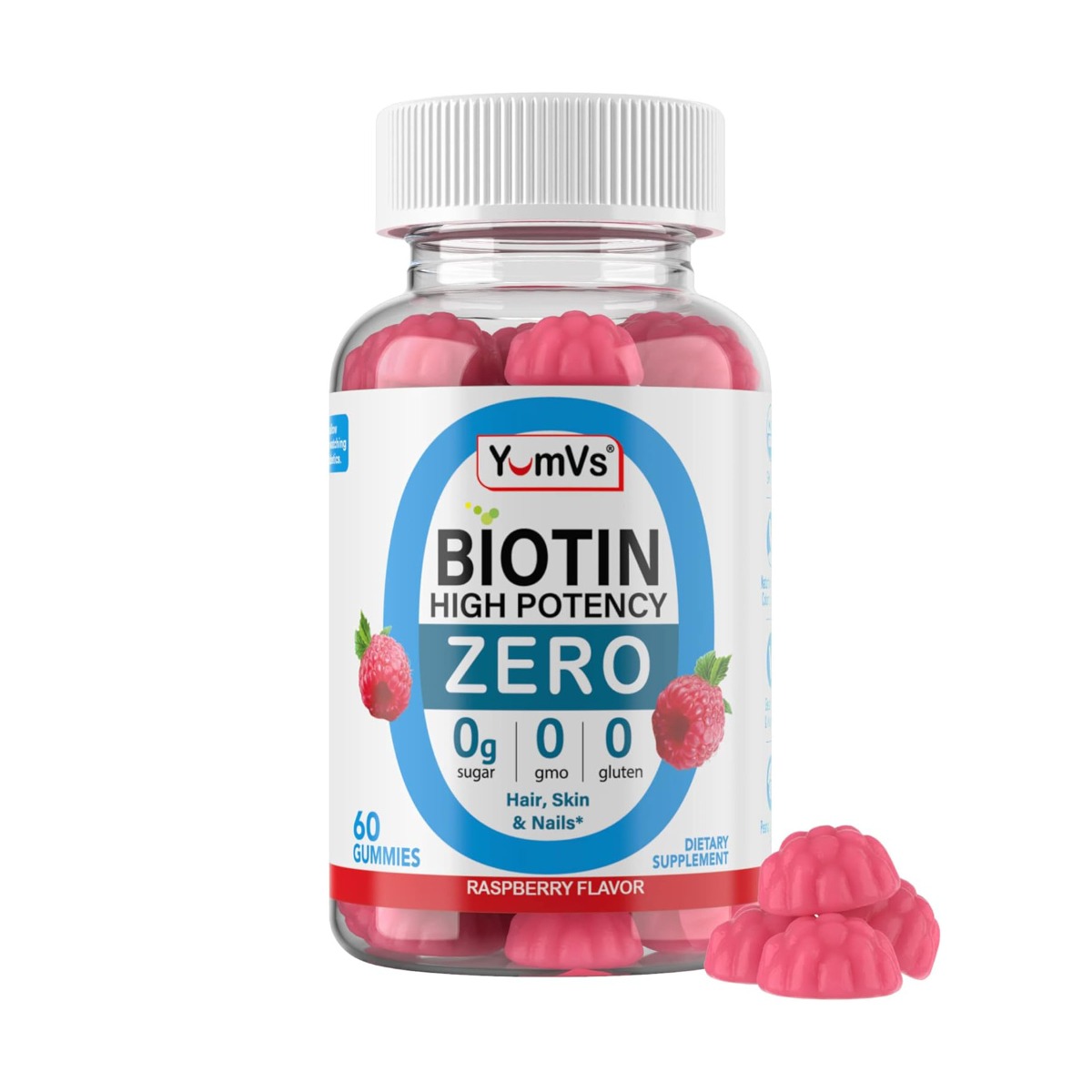 Yum-Vs Biotin High Potency Gummies Raspberry 5000mcg  60Ct