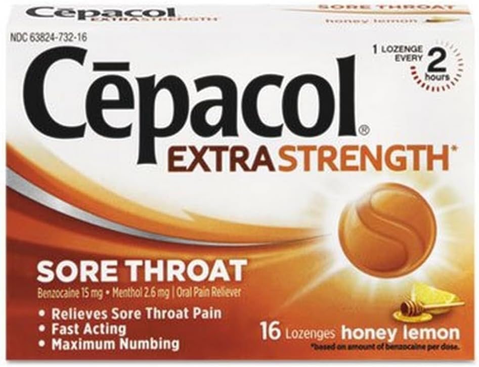 Cepacol Throat Lozenges Ex Strength Honey Lemon 16Ct
