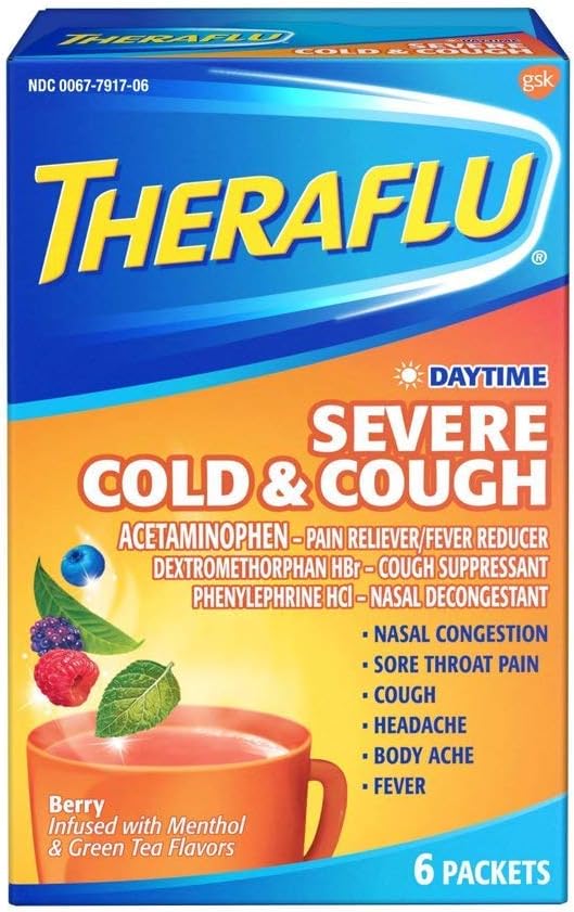 TheraFlu Daytime Severe Cold Cough Hot Liquid Powder 6Ct