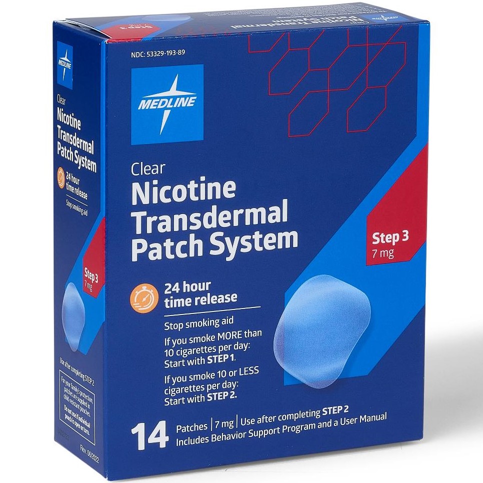 Medline STEP 3 7mg Nicotine Patch 14Ct