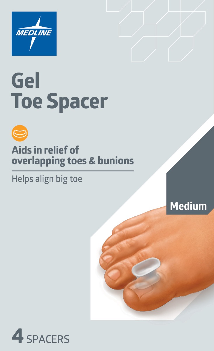 Medline Clear Gel Toe Spacers M 4Ct