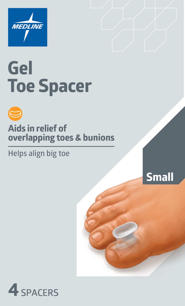 Medline Clear Gel Toe Spacers S 4Ct