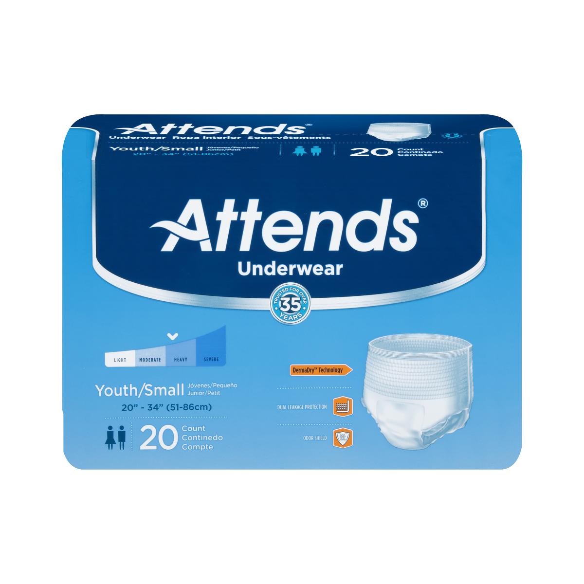 Attends Advanced Incontinence Underwear Youth/S 20Ct