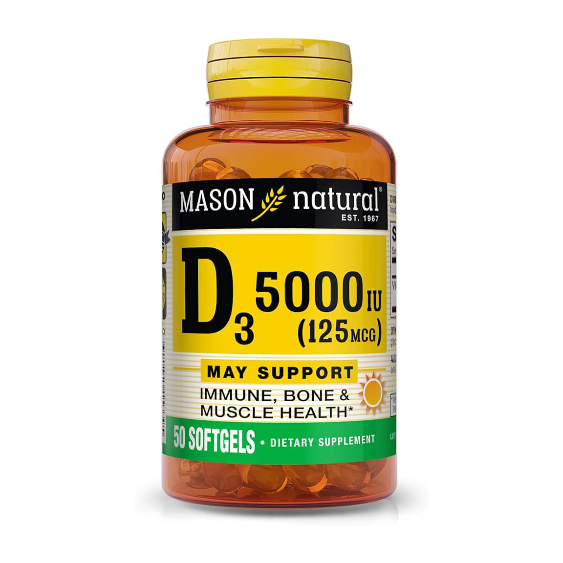 Mason Natural Vitamin D3 Softgels 125mcg 50Ct