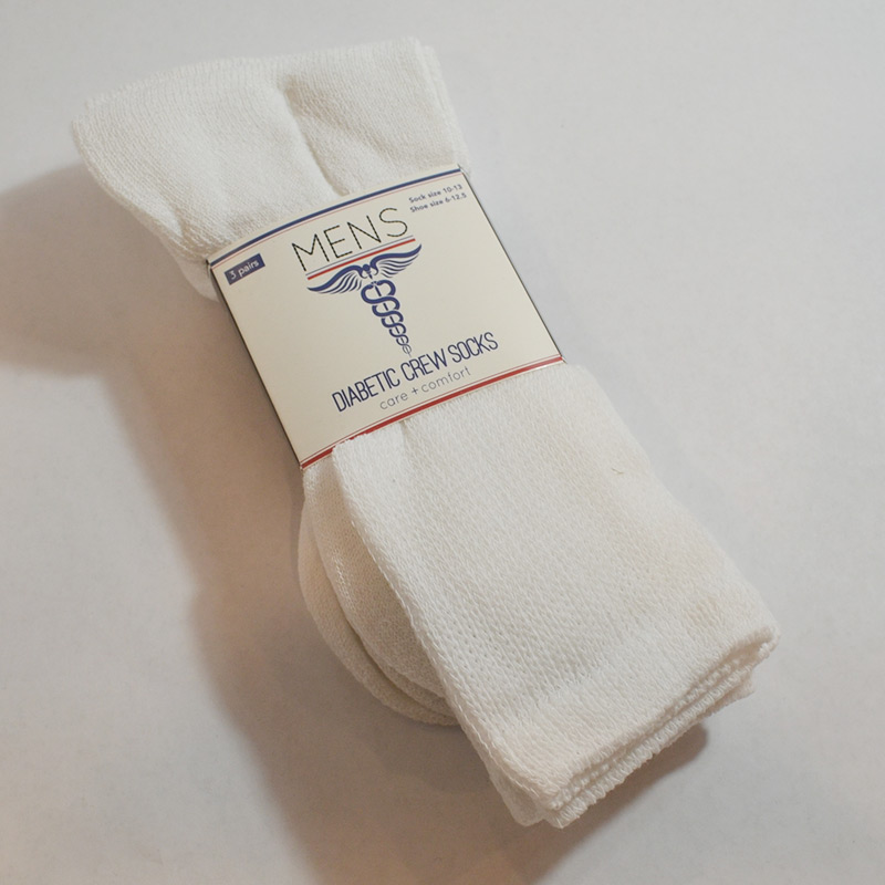 Diabetic Socks 10-13/White 3ct Men