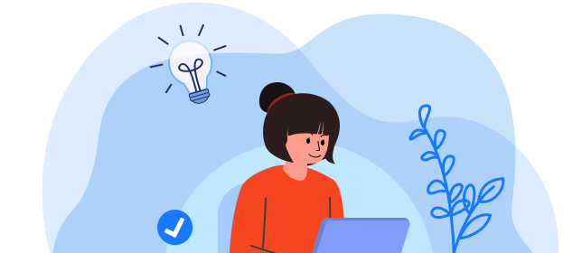 Sign in banner image showing a person accessing their account on a laptop